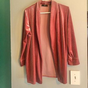 Pink crushed velvet blazer